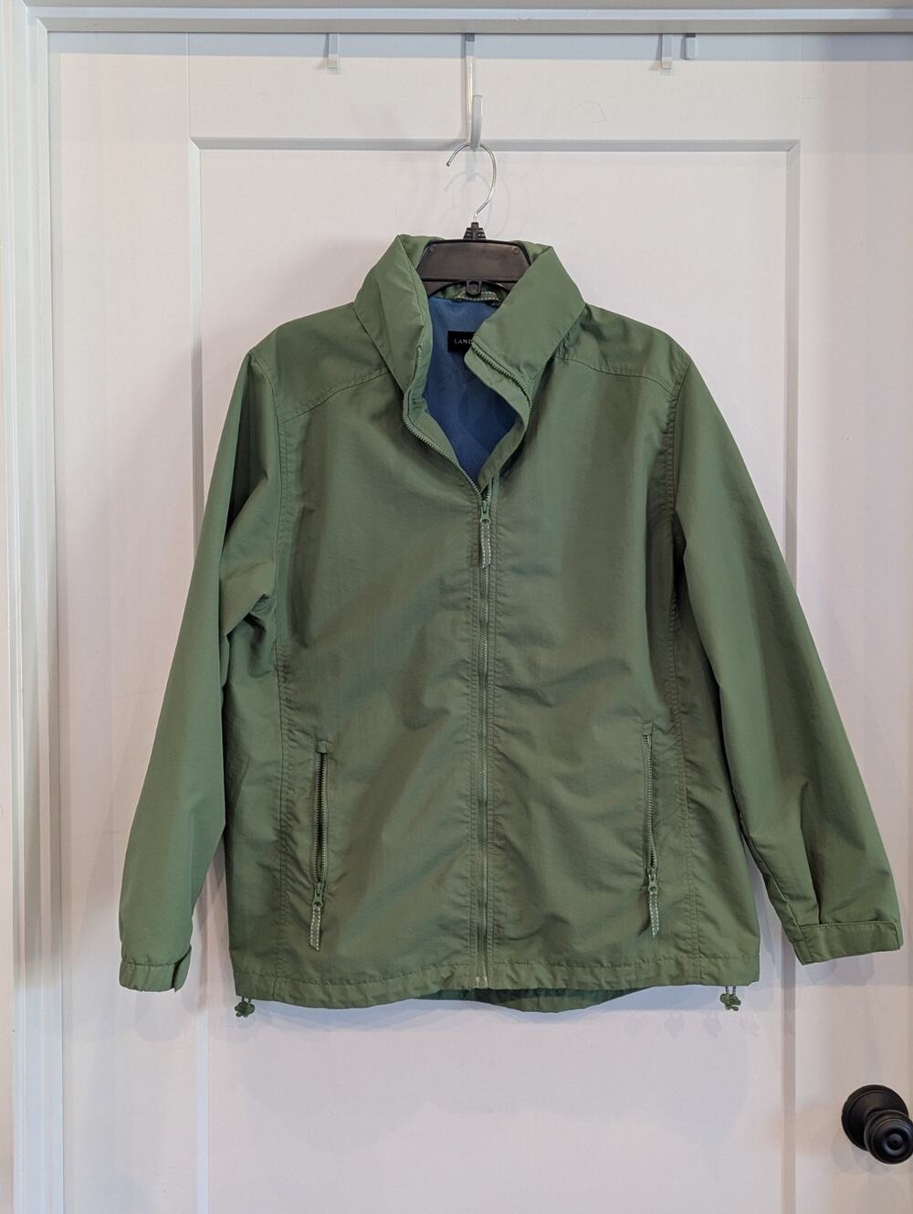 Lands End Women's Large Green Rain Jacket EUC Normcore Essential Travel